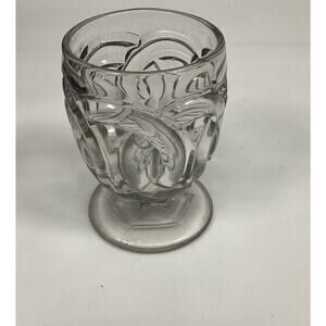 Double Wedding Ring Tumbler Goblet EAPG Clear Glass 1850s-1860 Antique